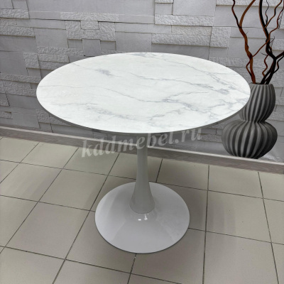 Стол обеденный GH-T 15 M 800 (Белый мрамор/Белый) УЦЕНКА