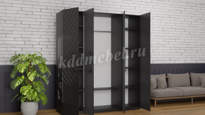 Шкаф 4-х створчатый Копенгаген (Венге/Черный матовый)