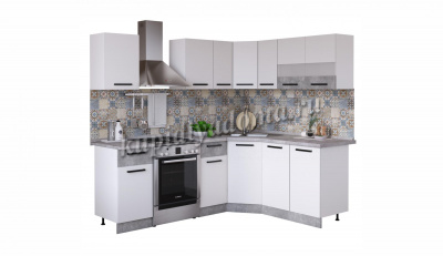 Кухня угловая Модена 1,65*1,65 (Белый/Ателье светлый)