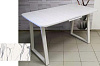 Стол обеденный раздвижной пластик Маэстро (Мрамор белый/Опоры белые)
