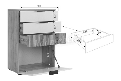 Гостиная Бери К-3 (Дуб крафт золотой/Белое дерево)