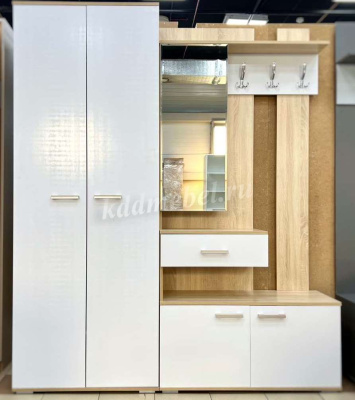 Прихожая Италия Модуль универсальный МУ-1000 (Дуб сонома/Белый глянец)