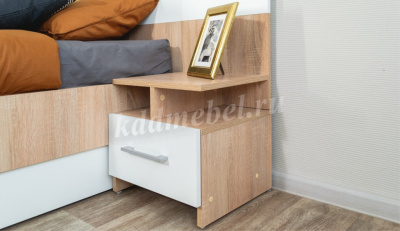 Тумба прикроватная Алёна 2 шт. (Дуб сонома/Белый)