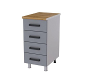 Шкаф нижний глубокий с 4 ящиками Г4Р4 кухня Кантри без столешницы (Белый/Карбон фарфор) 