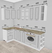 Кухня угловая Мария 1,10*2,40 МДФ (Белый/Столешница Олвуд)