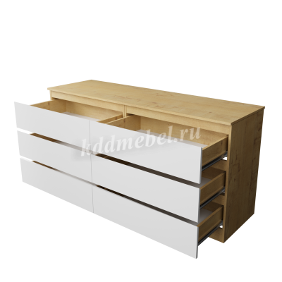 Комод Твист 6 ящиков (Дуб бунратти/Белый)