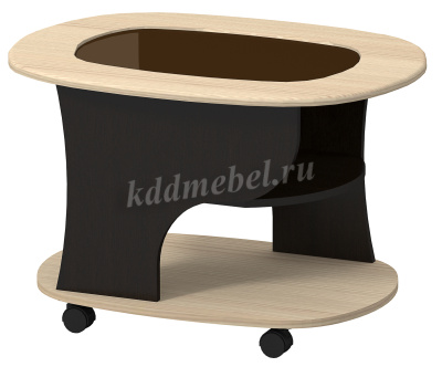 Стол журнальный СЖ-1 со стеклом (Ясень шимо светлый/Венге)