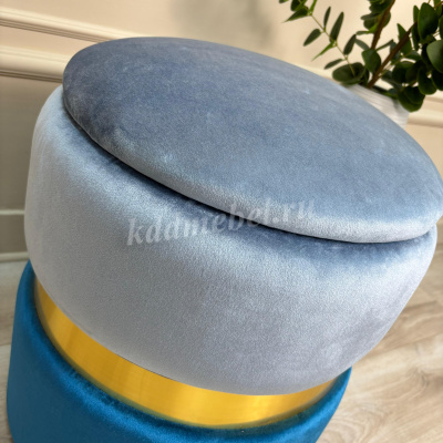 Пуф Leset Голди (Велюр Голубой/синий, латунь)