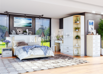 Стеллаж Милана угловой (Гаскон пайн/Белый лофт)