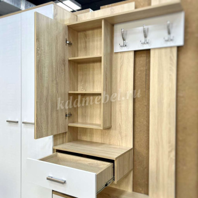 Прихожая Италия Модуль универсальный МУ-1000 (Дуб сонома/Белый глянец)