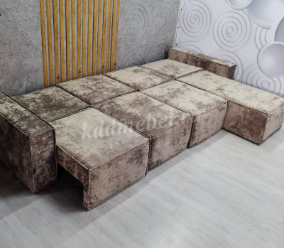 Угловой диван Бафи ДУ комплектация 4 (Плюш Латте)