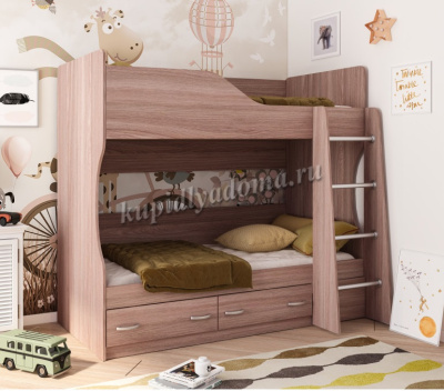 Кровать двухъярусная Карлсон (Ясень шимо темный)