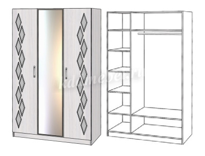 Шкаф Диана 3-х створчатый (Анкор светлый)