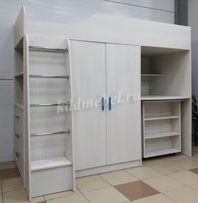 Кровать-чердак Каприз-8 с выкатным столом (Анкор белый)