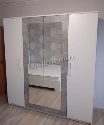 Шкаф Аврора 4-х дверный (Белый/Ателье светлый)