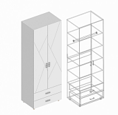 Шкаф Сандра 2-ств с 2 ящ с полками 800 (Белый лофт)