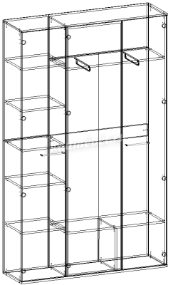 Шкаф трехстворчатый с зеркалом Италия (Ясень шимо темный/Ясень шимо светлый)