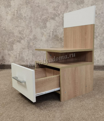 Тумба прикроватная Алёна 2 шт. (Дуб сонома/Белый)