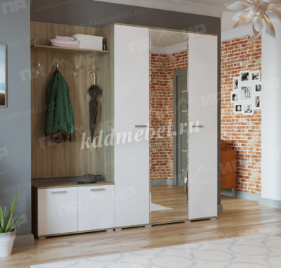 Обувница Италия 800 (Дуб сонома/Белый глянец)