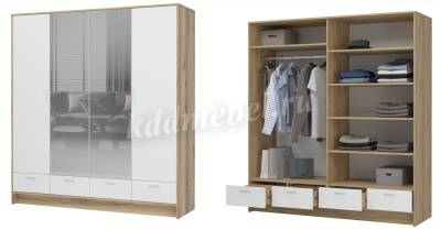 Шкаф распашной Ирис 4-х створчатый (Дуб крафт золото/Белый)