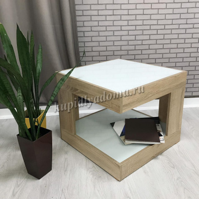 Стол журнальный СЖ-20 (Дуб сонома/стекло белое)