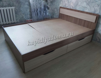 Кровать Гармония 1.6 с ящиками (Ясень шимо темный/Ясень шимо светлый)