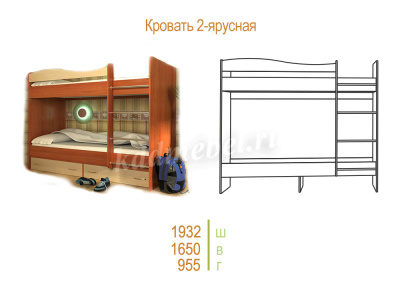 Кровать двухъярусная СМ-Мебель (Ясень шимо темный/Ясень шимо светлый)