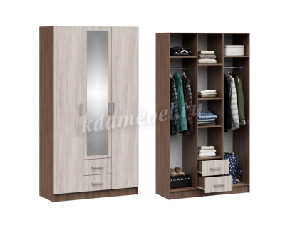 Шкаф распашной Трио (Ясень шимо темный/Ясень шимо светлый)