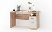 Стол письменный эргономик Гарвард 130 3 ящика левый (Дуб сонома/Белый)