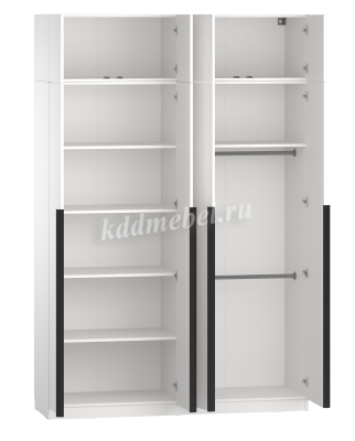 Шкаф Эра 1600 распашной с антресолью (Белый текстурный)
