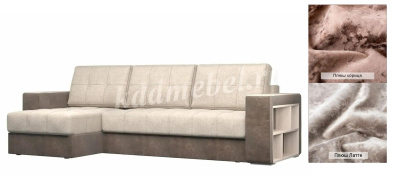 Угловой Диван-кровать Марк ДУ Вариант 2 (2 кат) (Плюш Корица/Плюш Латте/Ясень шимо светлый)
