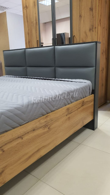 Кровать-73 1.6 Бруно с ортопедическим основанием (Дуб Вотан/Серый Графит)