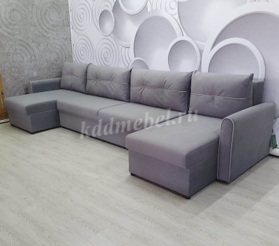 Угловой диван-кровать Амур ДУ комплектация 6 (Романо скай/Романо мокко)