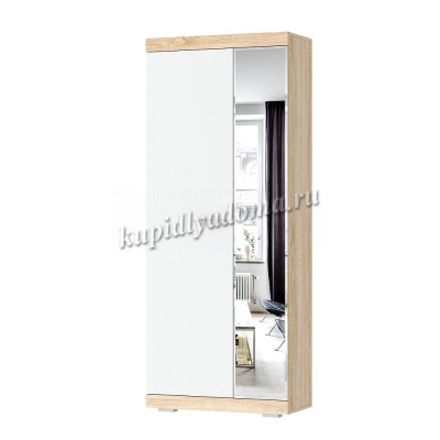 Шкаф с зеркалом Соната ШСЗ-800 (Дуб сонома/Белый глянец)