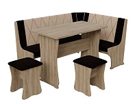 Кухонный уголок Гамма тип 2 ткань (Дуб сонома/Коричневый/Бежевый)