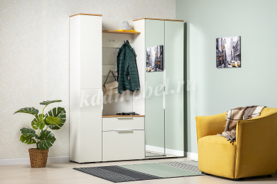 Шкаф для одежды Октава 13.338 (Белый шагрень/Дуб крафт золотой)