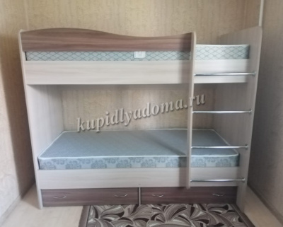Кровать двухъярусная СМ-Мебель (Ясень шимо темный/Ясень шимо светлый)