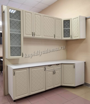 Кухня угловая Модена 1,35*1,85 МДФ (Ваниль)
