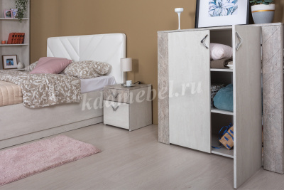 Тумба прикроватная Амели 13.78 (Шёлковый камень/Бетон Чикаго бежевый)