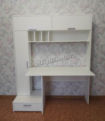 Стол письменный с надстройкой Крафт (Белый)