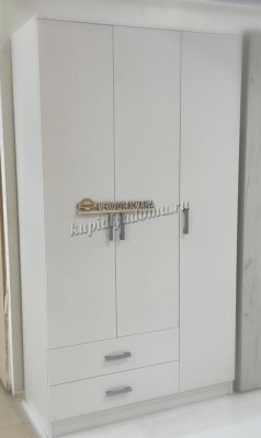 Шкаф распашной Нарус 3-х створчатый с ящиками (Белый)