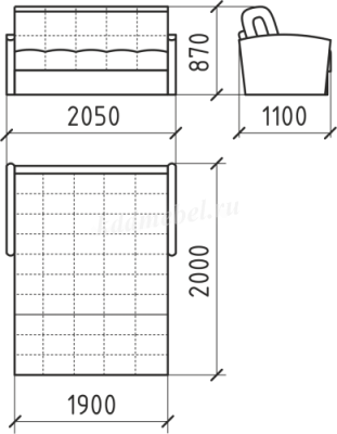 Диван-кровать Коралл-2 БД 1800 (4 кат.)