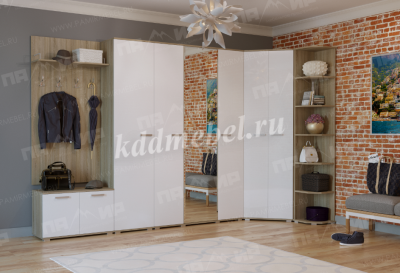 Обувница Италия 800 (Дуб сонома/Белый глянец)