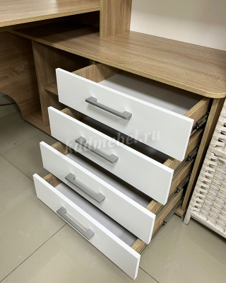 Стол компьютерный угловой с надставкой Гарвард левый 130*120 (Дуб сонома/Белый)