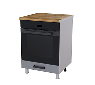 Шкаф нижний духовой 6Д кухня Осло без столешницы (Белый/Карбон сапфир) 