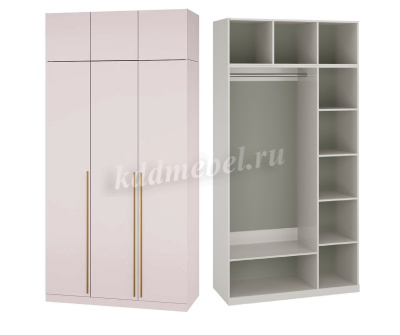Шкаф распашной Николь-23 3-х створчатый с антресолью (Кашемир/Сатиновое золото)