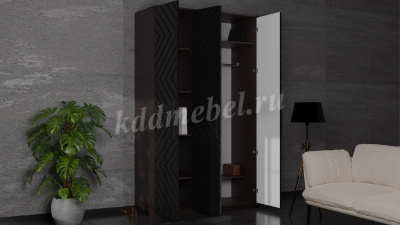 Шкаф 3-х створчатый Копенгаген (Венге/Черный матовый)