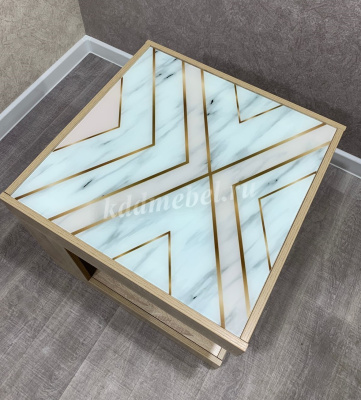 Стол журнальный Куб с фотопечатью (Дуб сонома светлый/2728)