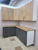 Кухня угловая Кантри М 2,0*1,5  (Дуб канадский/Карбон вулкан/Столешница Дуб вотан)