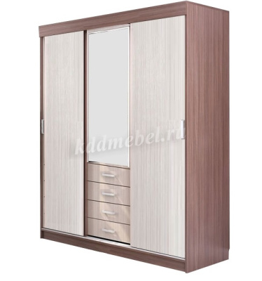 Шкаф-купе Лидер-3 (Ясень шимо темный/Ясень шимо светлый)